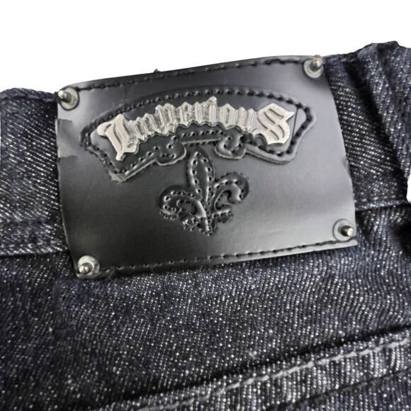 Imperious Delf Trading Jeans 38x33 Black Vintage Flap Pocket Embroidered Rock - Picture 5 of 16